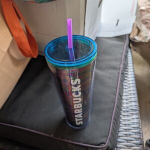 Starbucks Iridescent Tumbler with Purple Straw
